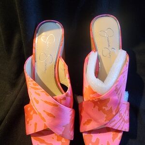Jessica Simpson Pink Patterned Wedges
